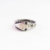 Antique 卍 Stamped Arrow Shape Silver Small Ring  c.1930