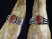 Vintage Navajo Arrows Stamped Cuff w/PetrifiedWood  c.1940～