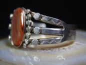 Vintage Navajo Arrows Stamped Cuff w/PetrifiedWood  c.1940～