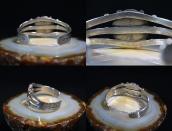 Vintage Navajo Arrows Stamped Cuff w/PetrifiedWood  c.1940～