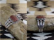 Vintage Navajo Arrows Stamped Cuff w/PetrifiedWood  c.1940～