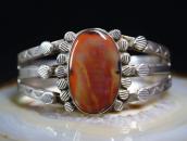 Vintage Navajo Arrows Stamped Cuff w/PetrifiedWood  c.1940～