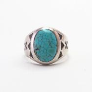 Vintage Silver Tourist Ring w/Gem Grade #8 Turquoise c.1945～