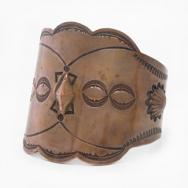 【UITA21/Ganscraft】Atq Navajo Stamped Copper Wide Cuff c.1945