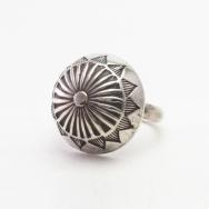 【Austin Wilson】 Vtg Stamped Concho Face Silver Ring  c.1940～