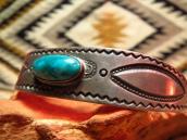 Antique Ingot Silver with Turquoise Cuff  c.1930