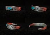 Antique Ingot Silver with Turquoise Cuff  c.1930