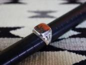Vintage Navajo Silver Seal Ring w/2Tone PetrifiedWood c.1945
