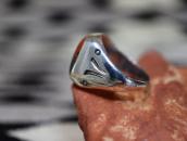 Vintage Navajo Silver Seal Ring w/2Tone PetrifiedWood c.1945