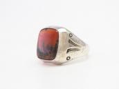 Vintage Navajo Silver Seal Ring w/2Tone PetrifiedWood c.1945