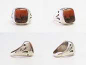 Vintage Navajo Silver Seal Ring w/2Tone PetrifiedWood c.1945