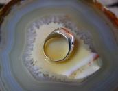 Vintage Navajo Silver Seal Ring w/2Tone PetrifiedWood c.1945
