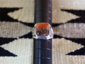 Vintage Navajo Silver Seal Ring w/2Tone PetrifiedWood c.1945
