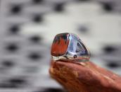 Vintage Navajo Silver Seal Ring w/2Tone PetrifiedWood c.1945
