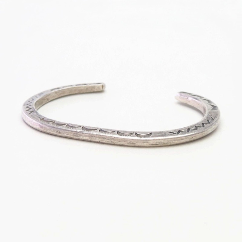 Vintage Navajo Stamped Ingot Silver Narrow Bracelet c.1950