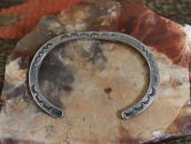 Vintage Navajo Stamped Ingot Silver Narrow Bracelet c.1950