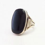 Vintage Navajo Men's Silver Ring w/Black Onyx  c.1950～
