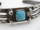Atq Navajo 『ON BOOK』 Arrows Stamped Cuff w/Turquoise c.1930～