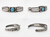 Atq Navajo 『ON BOOK』 Arrows Stamped Cuff w/Turquoise c.1930～