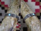 Atq Navajo 『ON BOOK』 Arrows Stamped Cuff w/Turquoise c.1930～
