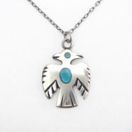 Vintage Zuni Turquoise Inlay Thunderbird Top Necklace c.1960
