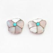 【Anselm Wallace】Zuni Desert Rose Pierced Earrings  c.1970～