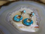 【Francis Leekya】Zuni TQ Inlay Hoop Dangle Earrings  c.1985～