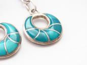 【Francis Leekya】Zuni TQ Inlay Hoop Dangle Earrings  c.1985～