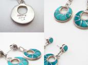 【Francis Leekya】Zuni TQ Inlay Hoop Dangle Earrings  c.1985～