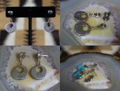 【Francis Leekya】Zuni TQ Inlay Hoop Dangle Earrings  c.1985～