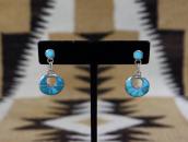 【Francis Leekya】Zuni TQ Inlay Hoop Dangle Earrings  c.1985～