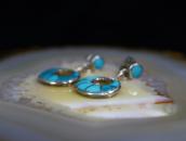 【Francis Leekya】Zuni TQ Inlay Hoop Dangle Earrings  c.1985～