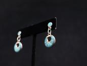 【Francis Leekya】Zuni TQ Inlay Hoop Dangle Earrings  c.1985～