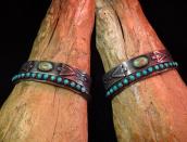 Antique【Maisel's】Triangle Wire Cuff w/15TQ  c.1940