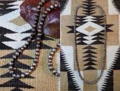 Vintage "Navajo Pearl" Silver Beaded Long Necklace  c.1960～