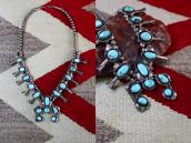 Old Leaf Applique Small Squash Blossom Naja Necklace c.1970～