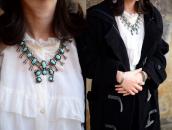 Old Leaf Applique Small Squash Blossom Naja Necklace c.1970～