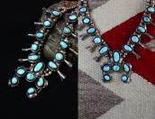 Old Leaf Applique Small Squash Blossom Naja Necklace c.1970～