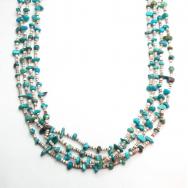 Vintage Turquoise & Shell Bead 4 Strand Necklace