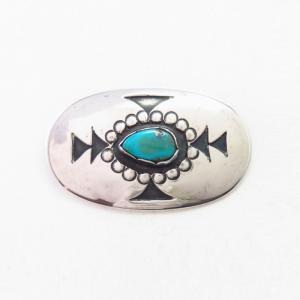 【Carl Luthy Shop】Silver Overlay Pin w/Gem Turquoise  c.1965～
