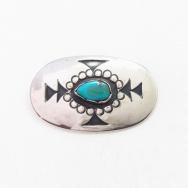 【Carl Luthey Shop】Silver Overlay Pin w/Gem Turquoise c.1965～