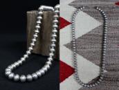 Old "Navajo Pearl" Heavy Handmade Slv Bead Necklace c.1970～