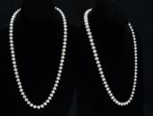 Old "Navajo Pearl" Heavy Handmade Slv Bead Necklace c.1970～