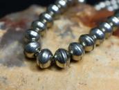 Old "Navajo Pearl" Heavy Handmade Slv Bead Necklace c.1970～