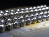 Old "Navajo Pearl" Heavy Handmade Slv Bead Necklace c.1970～
