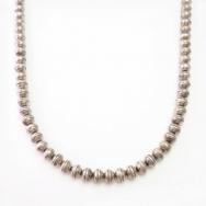 Old "Navajo Pearl" Heavy Handmade Slv Bead Necklace c.1970～