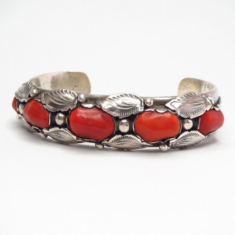 【Dan Simplicio】 Zuni Vintage Coral Row Cuff Bracelet c.1950～