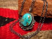 Vintage Navajo Pilot Mt. Turquoise Small Fob Necklace c.1950