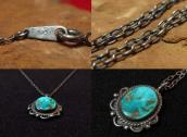 Vintage Navajo Pilot Mt. Turquoise Small Fob Necklace c.1950