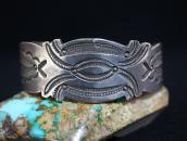 Antique Navajo Stamped Ingot Silver Cuff Bracelet  c.1925～